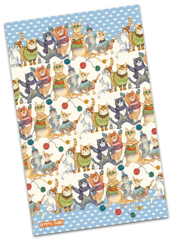 Emma Ball "Kittens in Mittens", Pure cotton tea towel. Printed in the UK.