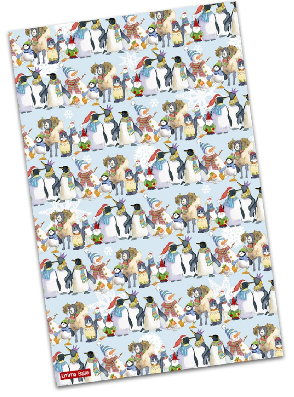 Emma Ball "Christmas Friends", Pure cotton tea towel. Printed in the UK.