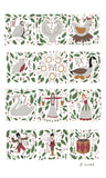 Home-Landing, “12 Days of Christmas”, Linen union tea towel. UK printed.