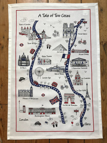 Home-Landing, "A Tale of Two Cities", Pure Cotton tea towel. Printed in the UK. - Home Landing