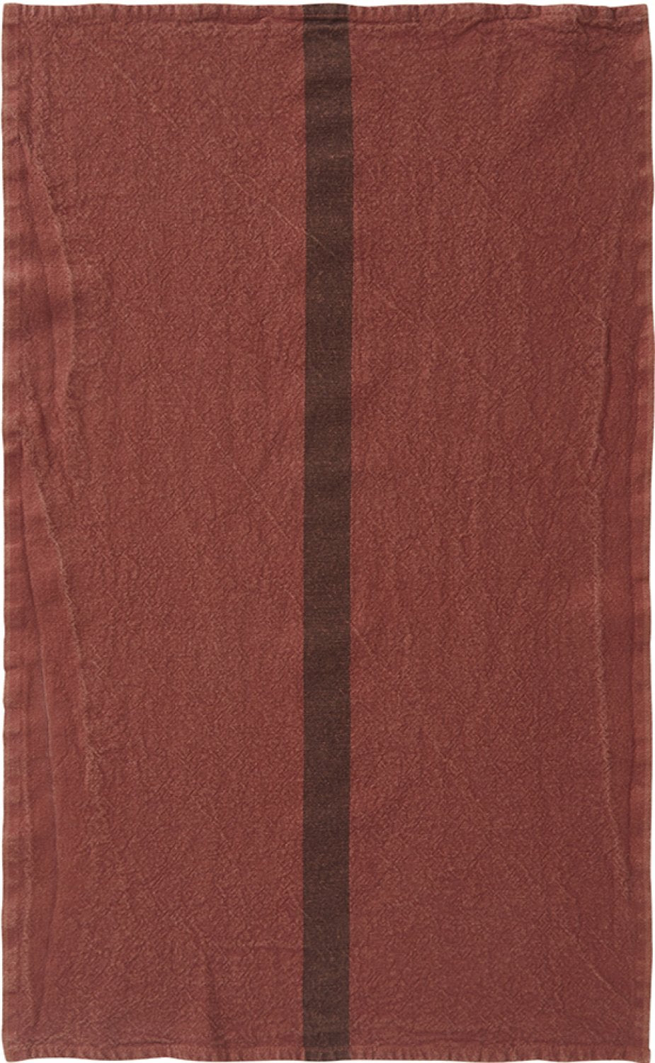 Charvet Editions "Doudou Stripe" (Brique & Marron), Natural  linen tea towel. Made in France. - Home Landing