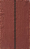 Charvet Éditions "Doudou Stripe" (Brique & Marron), Natural  linen tea towel. Made in France.