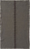 Charvet Éditions "Doudou Stripe" (Oxyde & Marron), Natural  linen tea towel. Made in France.