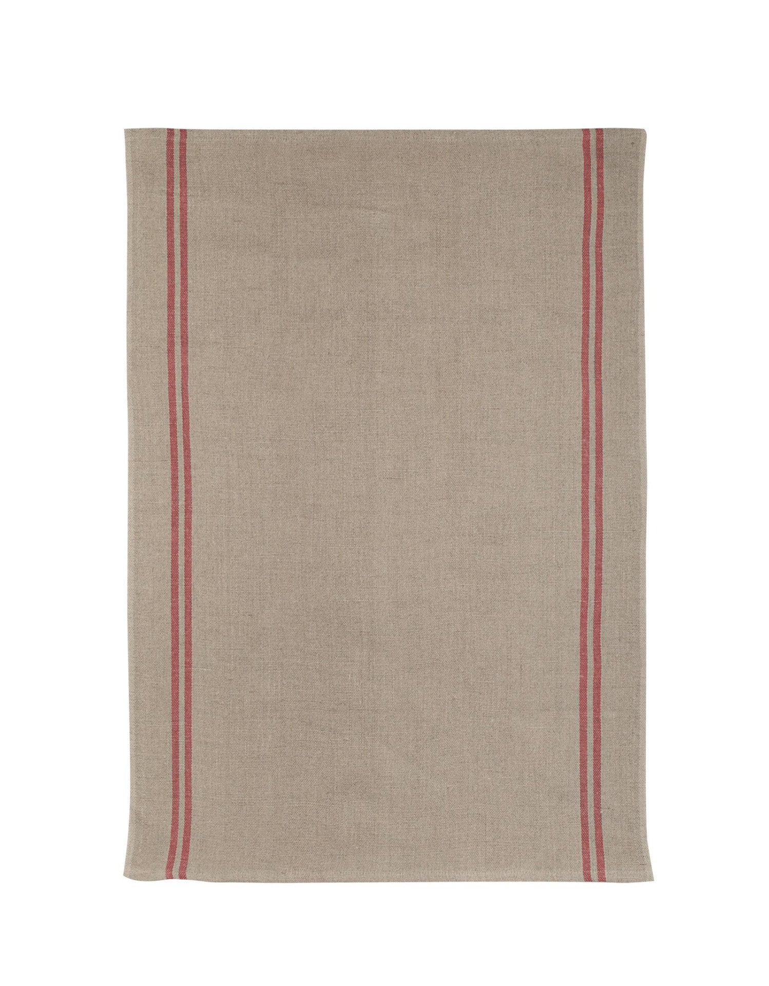 Charvet Éditions "Country" (Red), Natural woven linen tea towel. Made in France. - Home Landing