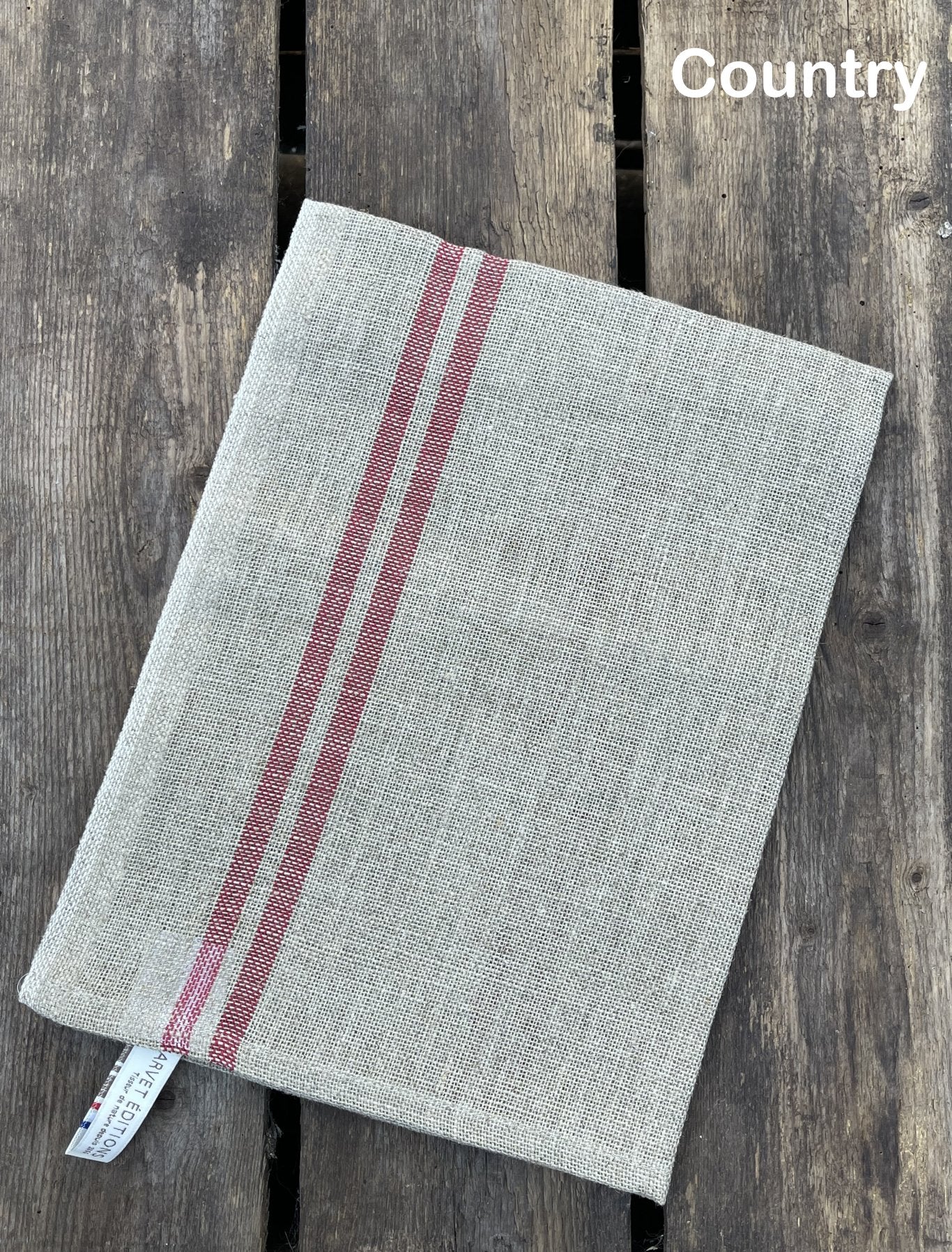 Charvet Éditions "Country" (Red), Natural woven linen tea towel. Made in France. - Home Landing