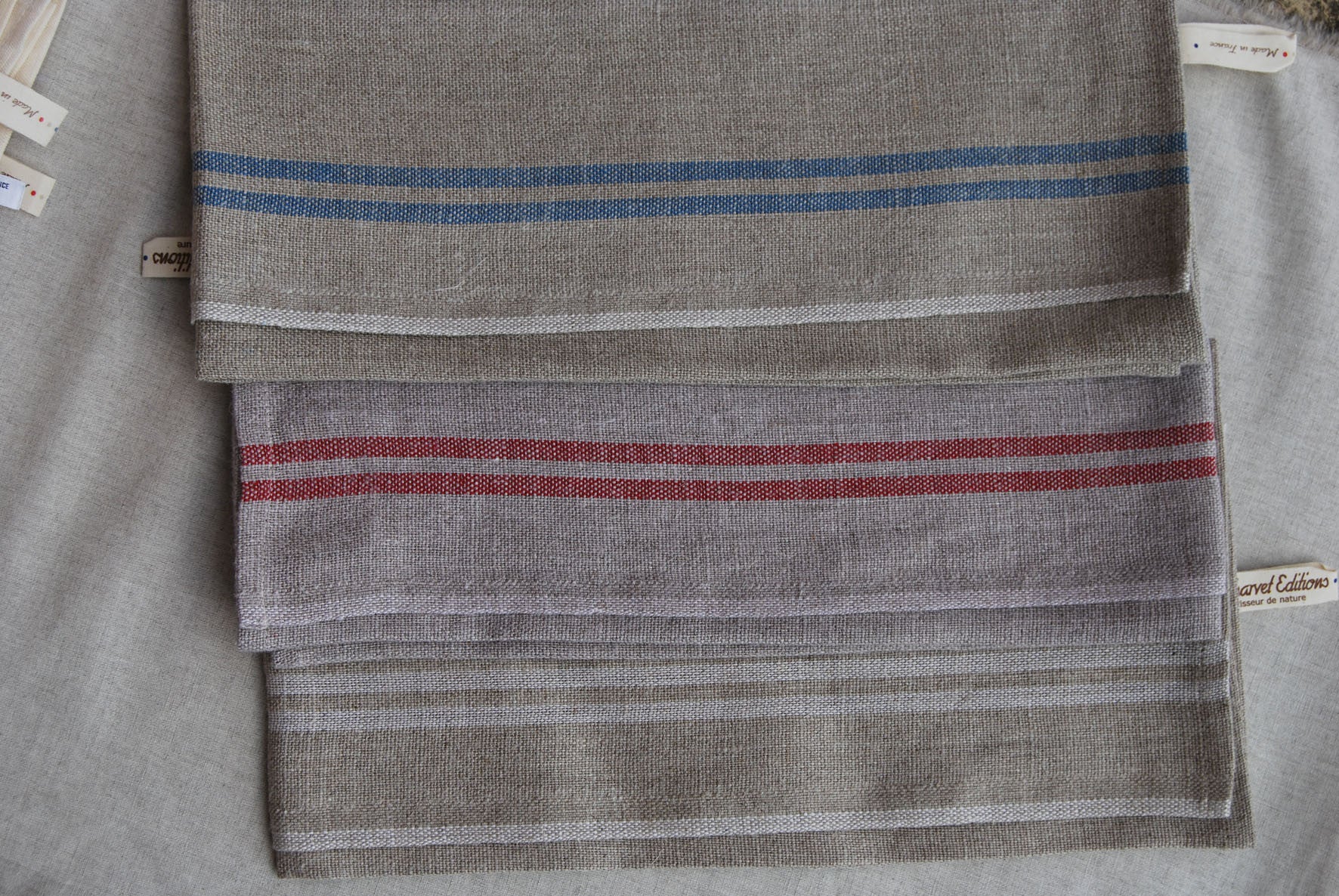 Charvet Éditions "Country" (Écru), Natural woven linen tea towel. Made in France. - Home Landing