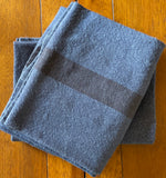 Charvet Éditions "Doudou Stripe" (Indigo & Marron), Natural woven linen tea towel. Made in France.