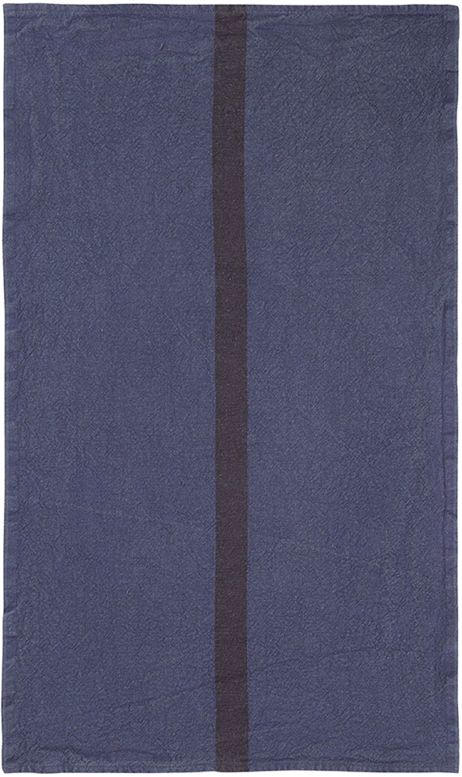 Charvet Editions "Doudou Stripe" (Indigo & Marron), Natural woven linen tea towel. Made in France.