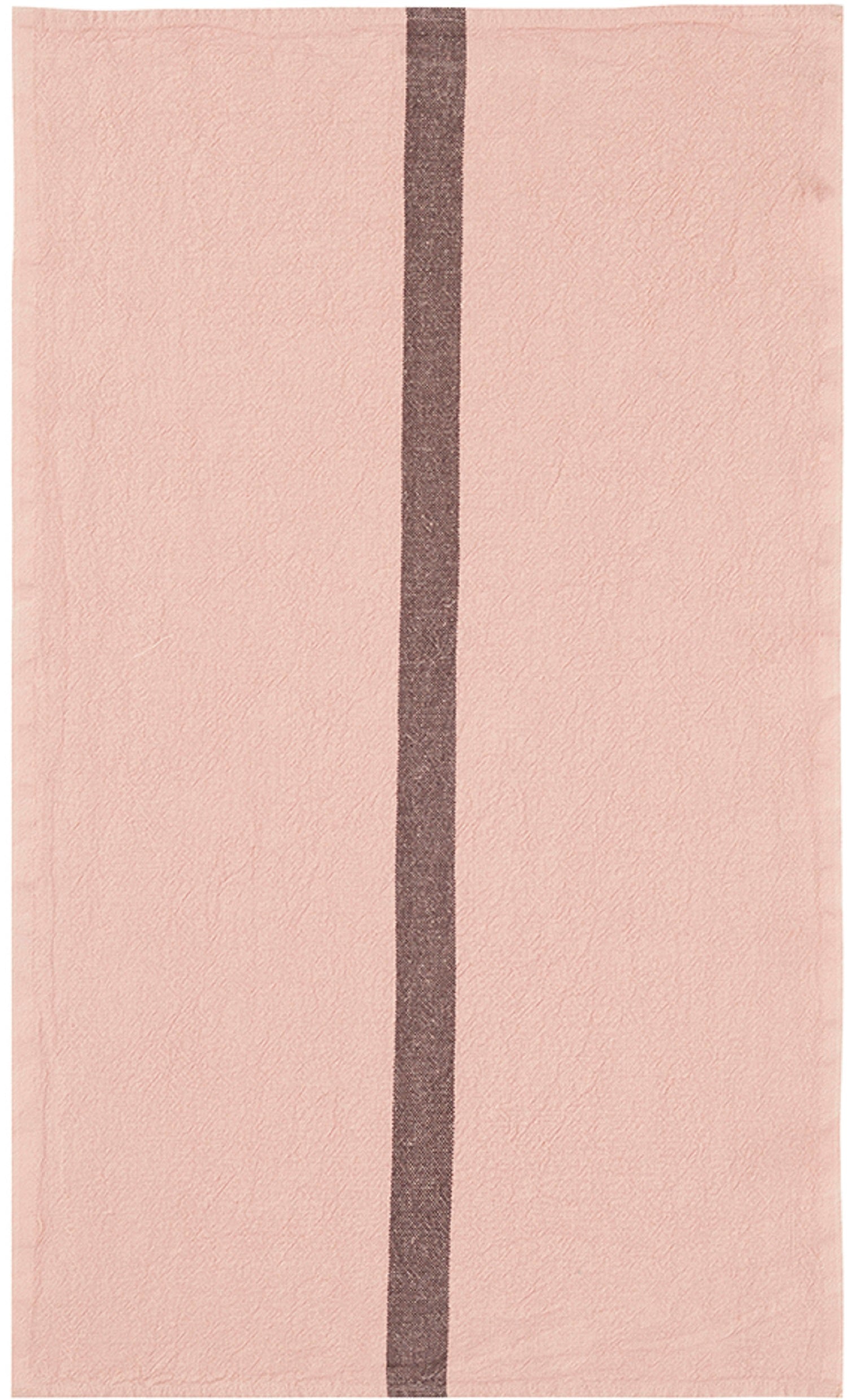 Charvet Editions "Doudou Stripe" (Petal & Marron), Natural woven linen tea towel. Made in France.