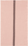 Charvet Éditions "Doudou Stripe" (Petal & Marron), Natural woven linen tea towel. Made in France.
