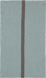 Charvet Éditions "Doudou Stripe" (Vert-de-gris & Marron), Natural woven linen tea towel. Made in France.