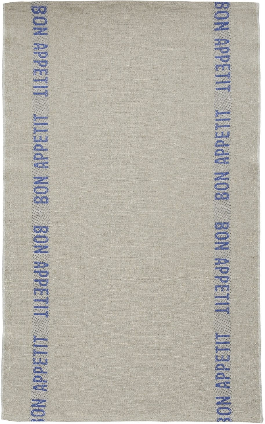 Charvet Editions "Bon Appetit" (Blue), Natural woven linen tea towel. Made in France.