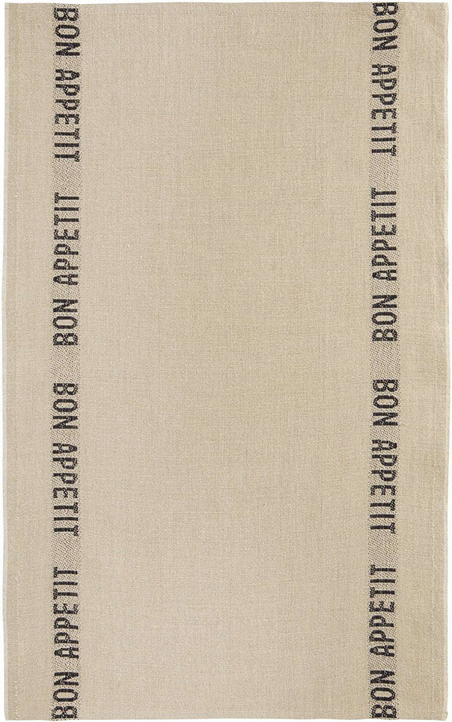 Charvet Éditions "Bon Appetit" (Black), Natural woven linen tea towel. Made in France. - Home Landing