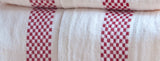 Charvet Éditions "Lustucru" (Red), White woven linen tea towel. Made in France. - Home Landing