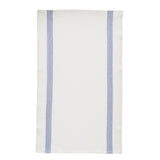 Charvet Éditions "Lustucru" (Blue), White woven linen tea towel. Made in France. - Home Landing