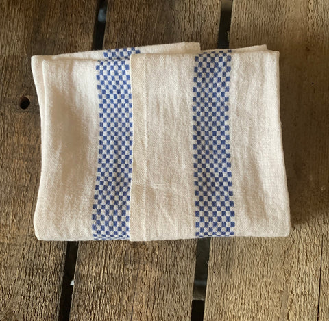 Charvet Éditions "Lustucru" (Blue), Natural woven linen tea towel. Made in France.