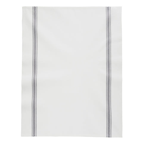 Charvet Éditions "EPI - Grey", white woven cotton tea towel. Made in France. - Home Landing