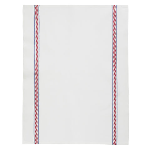 Charvet Éditions "EPI - Red", white woven cotton tea towel. Made in France. - Home Landing