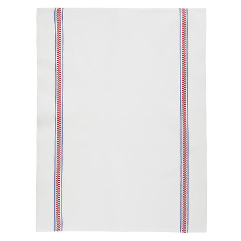 Charvet Éditions "EPI - Red", white woven cotton tea towel. Made in France. - Home Landing