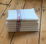 Charvet Éditions "Vichy / Coq", white woven cotton tea towel. Made in France. - Home Landing