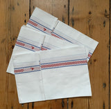 Charvet Éditions "Vichy / Coq", white woven cotton tea towel. Made in France. - Home Landing