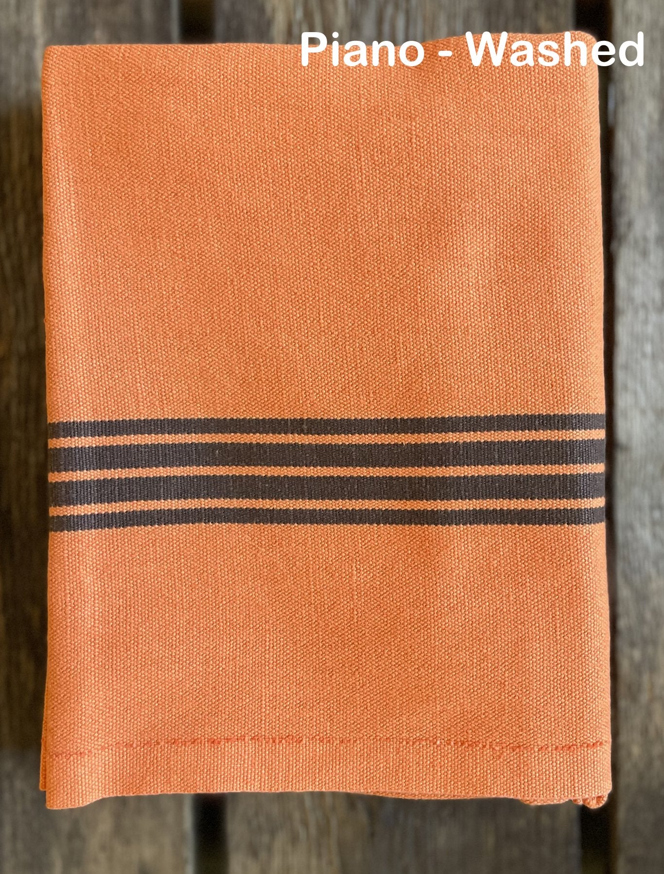 Charvet Editions "Piano" (Orange),  Washed, woven linen union tea towel. Made in France.