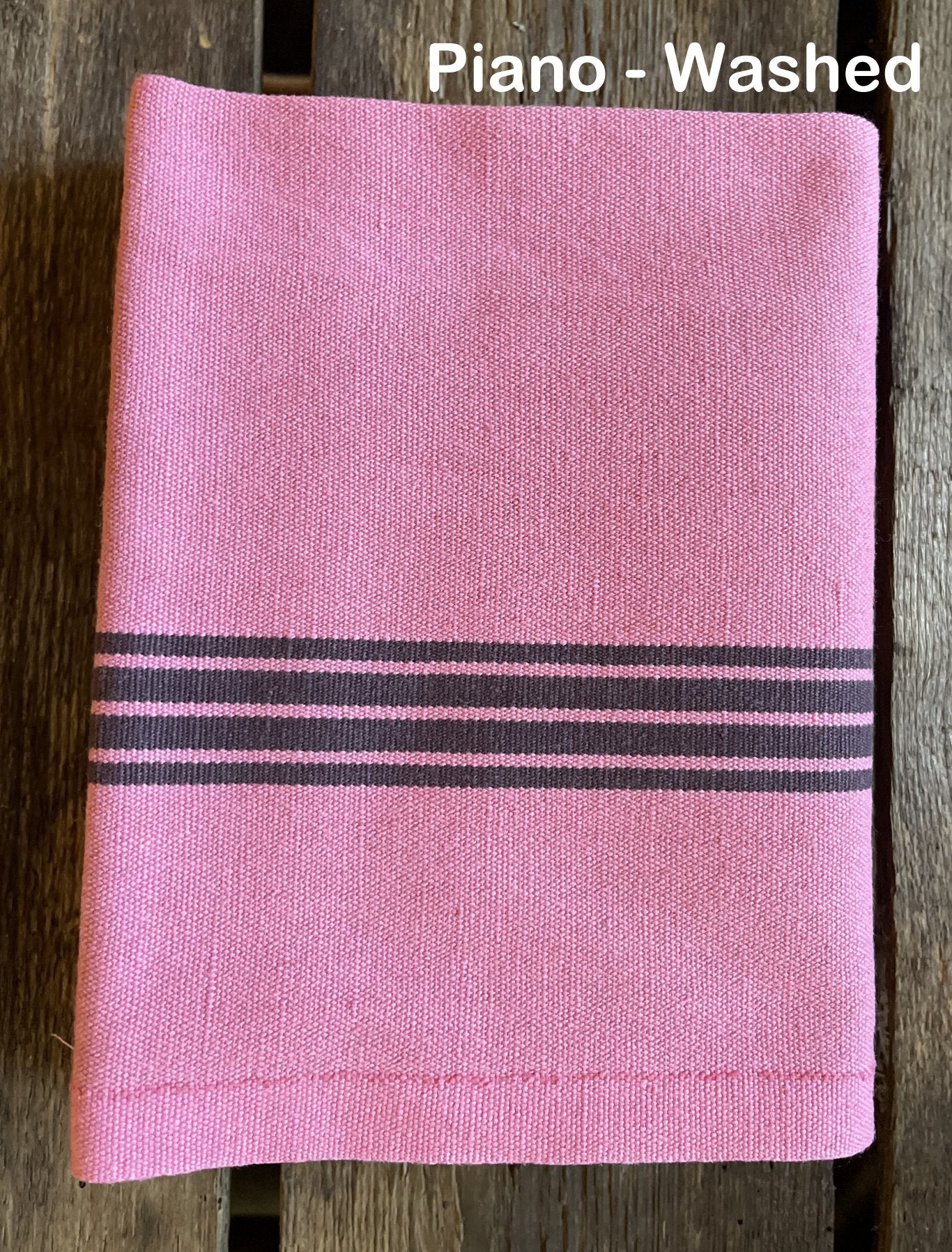 Charvet Editions "Piano" (Pink),  Washed, woven linen union tea towel. Made in France.