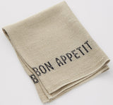 Charvet Éditions "Bon Appetit" (Black), Natural woven linen napkin. Made in France.