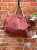 Charvet Éditions "Doudou Bag" (Brique), Natural linen bag. Made in France.