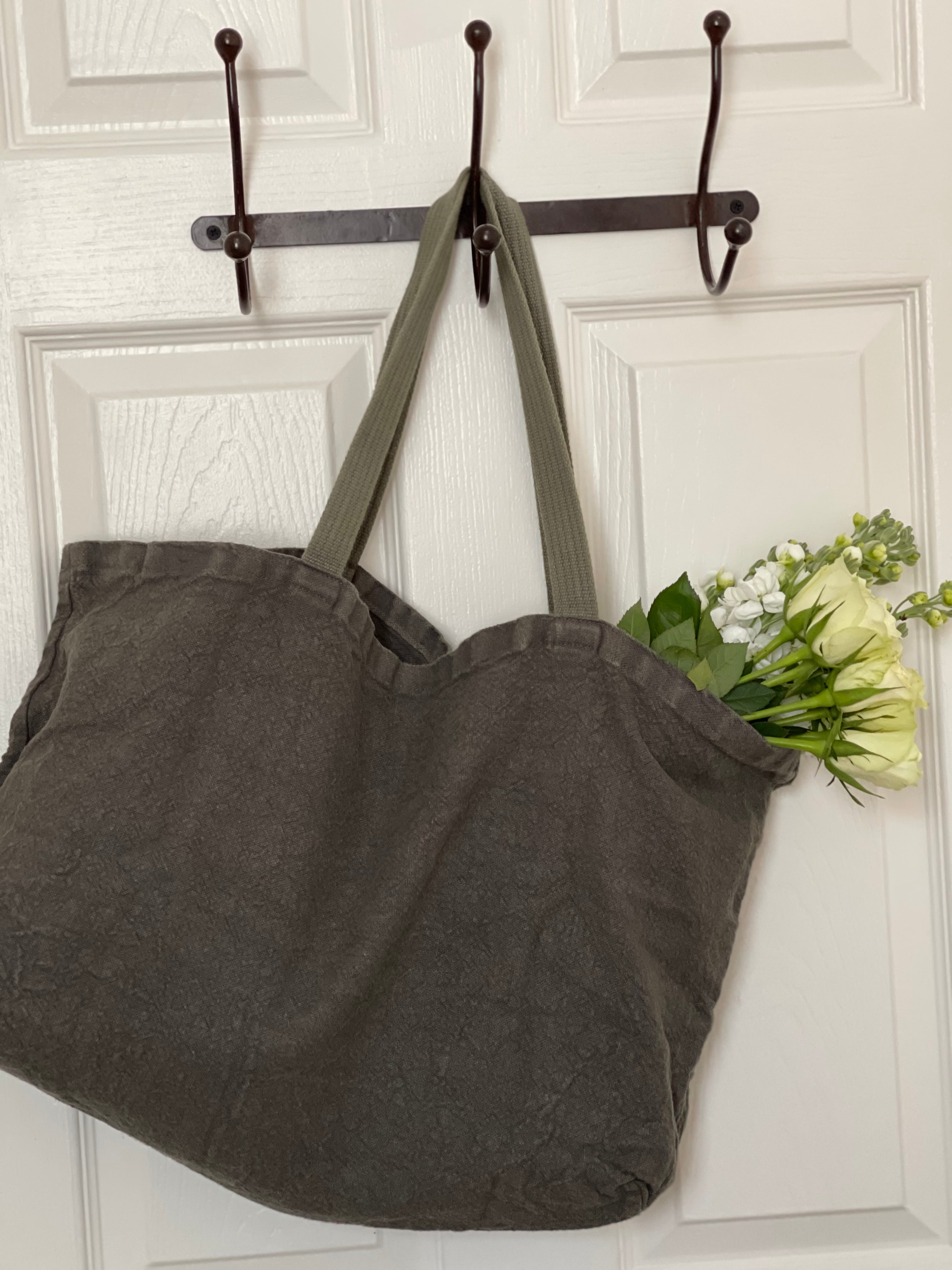 Charvet Editions "Doudou Bag" (Oxyde), Natural linen bag. Made in France.