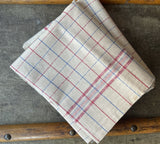 French Tea Towels, “French Vintage Bistro Blue & Red” Woven linen tea towel. Made in France.