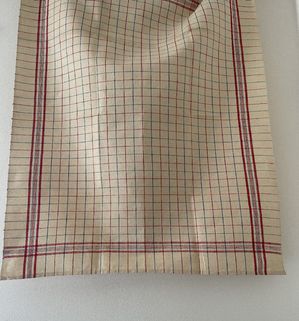 French Tea Towels, “French Vintage Bistro Blue & Red” Woven linen tea towel. Made in France.