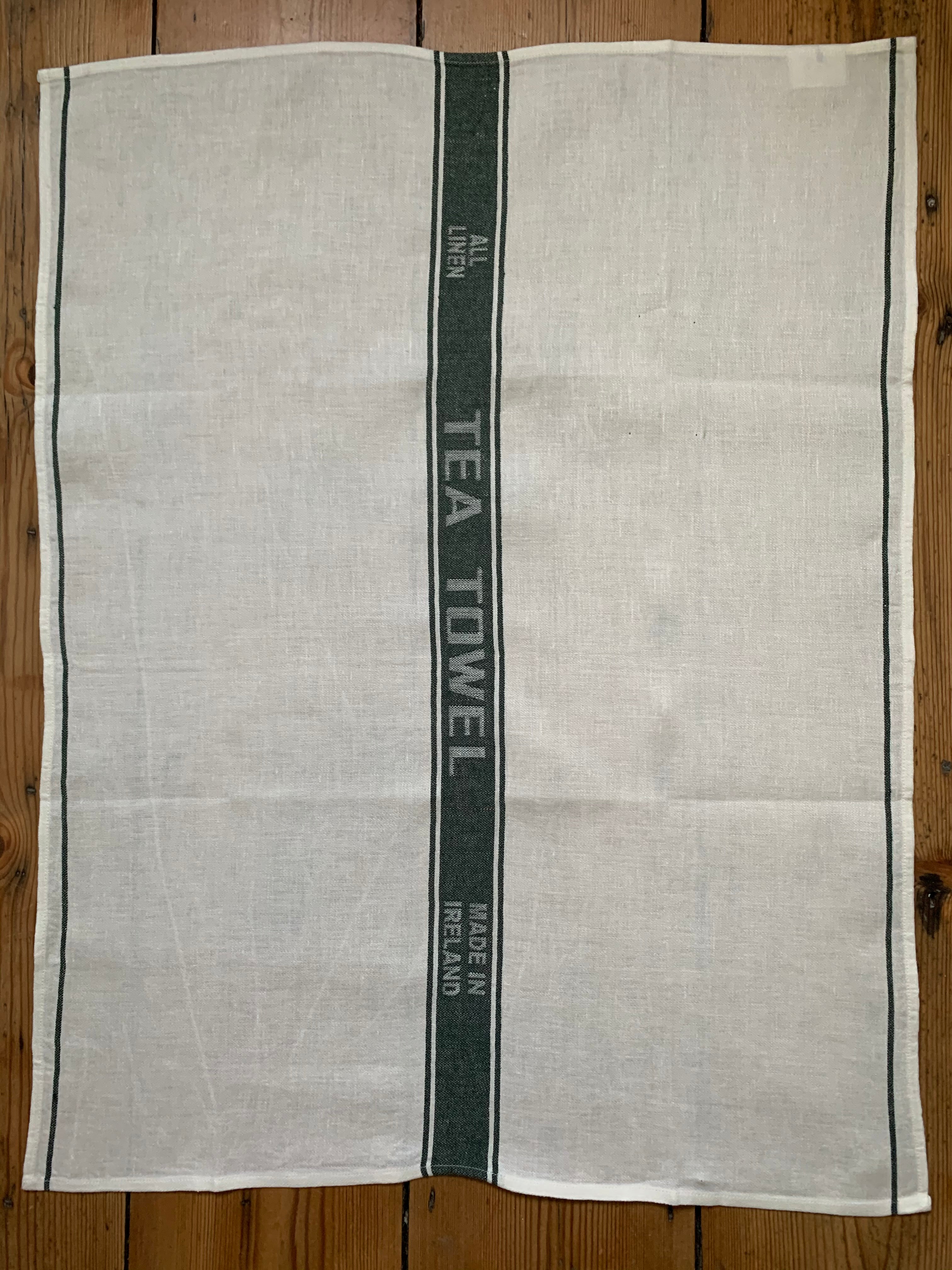 Thomas Ferguson Pure Fine Woven Irish Linen Tea Towel - Green Stripe, Ireland. - Home Landing