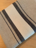 Thomas Ferguson Linen Huckaback Tea Towel. Natural With Navy Stripe, Ireland. - Home Landing