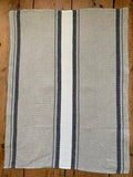 Thomas Ferguson Linen Huckaback Tea Towel. Natural With Navy Stripe, Ireland. - Home Landing