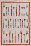 Tessitura Toscana Telerie, “Galateo  - Forchetta”, Pure linen printed tea towel.