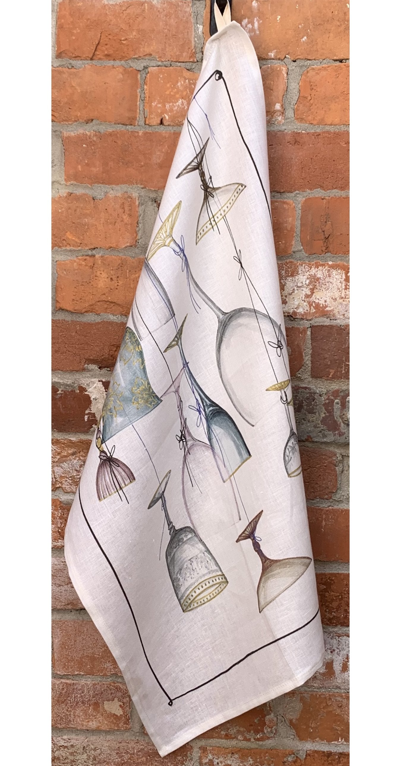 Tessitura Toscana Telerie, “Pub - Murano”, Pure linen printed tea towel - Home Landing