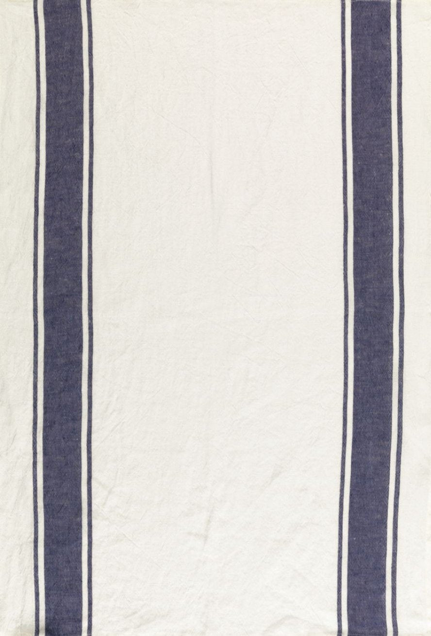 Tessitura Toscana Telerie, “Vecchi Tempi -Blu”, Pure linen printed tea towel.
