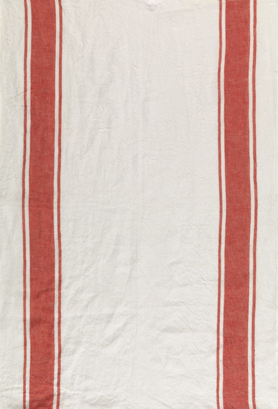 Tessitura Toscana Telerie, “Vecchi Tempi - Rosso”, Pure linen printed tea towel.