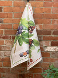Tessitura Toscana Telerie, “Demetra - Ciliegie”, Pure linen printed tea towel. - Home Landing