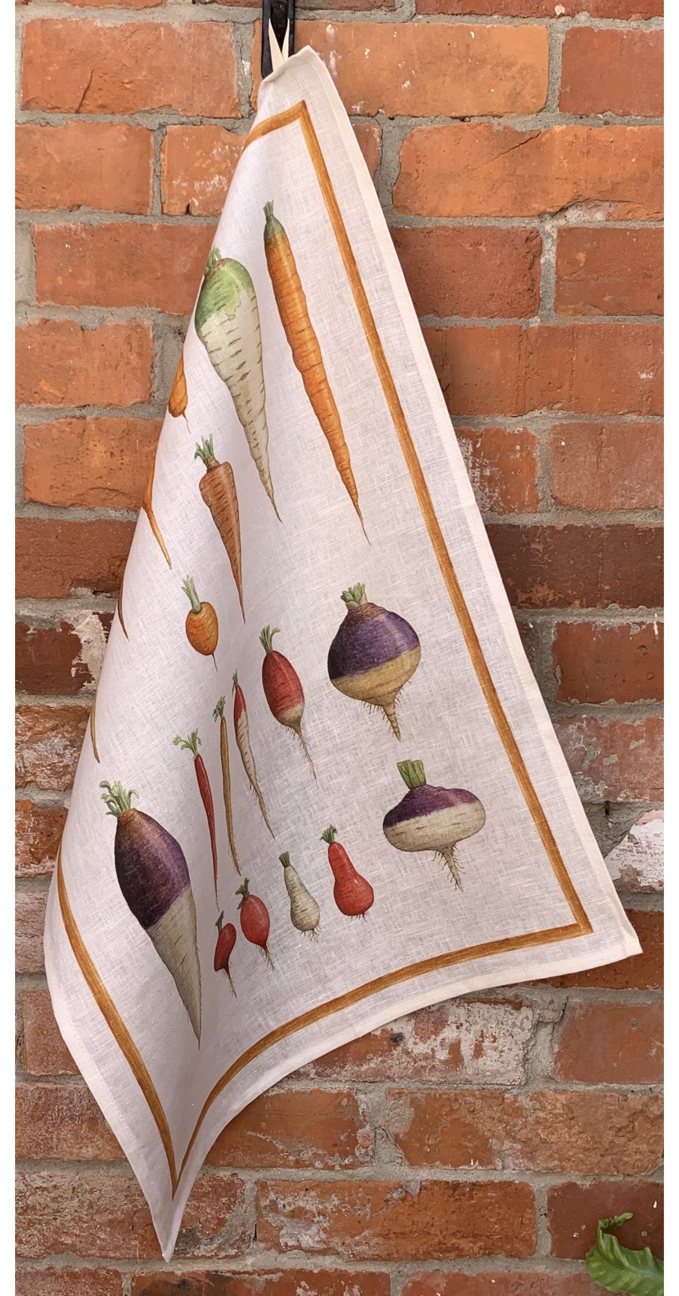 Tessitura Toscana Telerie, “Vegan - Carote”, Pure linen printed tea towel - Home Landing