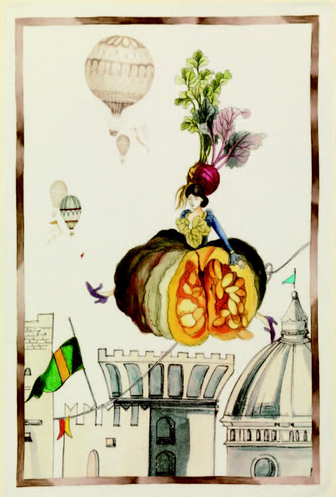 Tessitura Toscana Telerie, “Fiaba - Zucca”, Pure linen printed tea towel