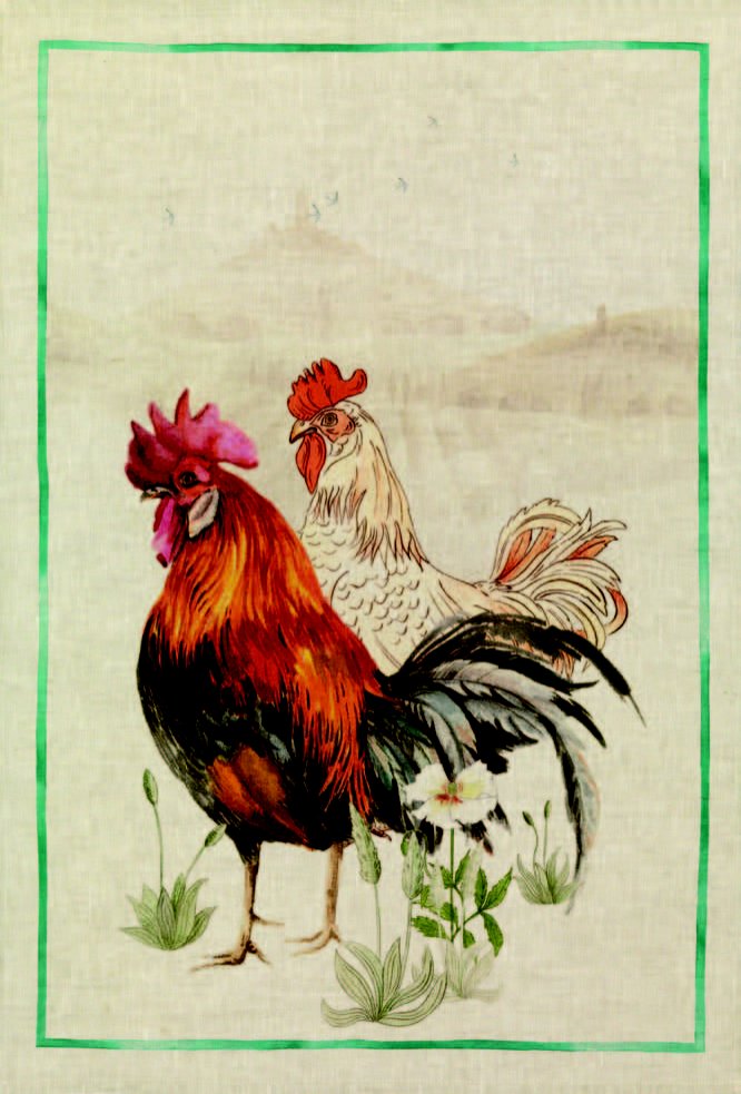 Tessitura Toscana Telerie, “Gauloise - Nero”, Pure linen printed tea towel