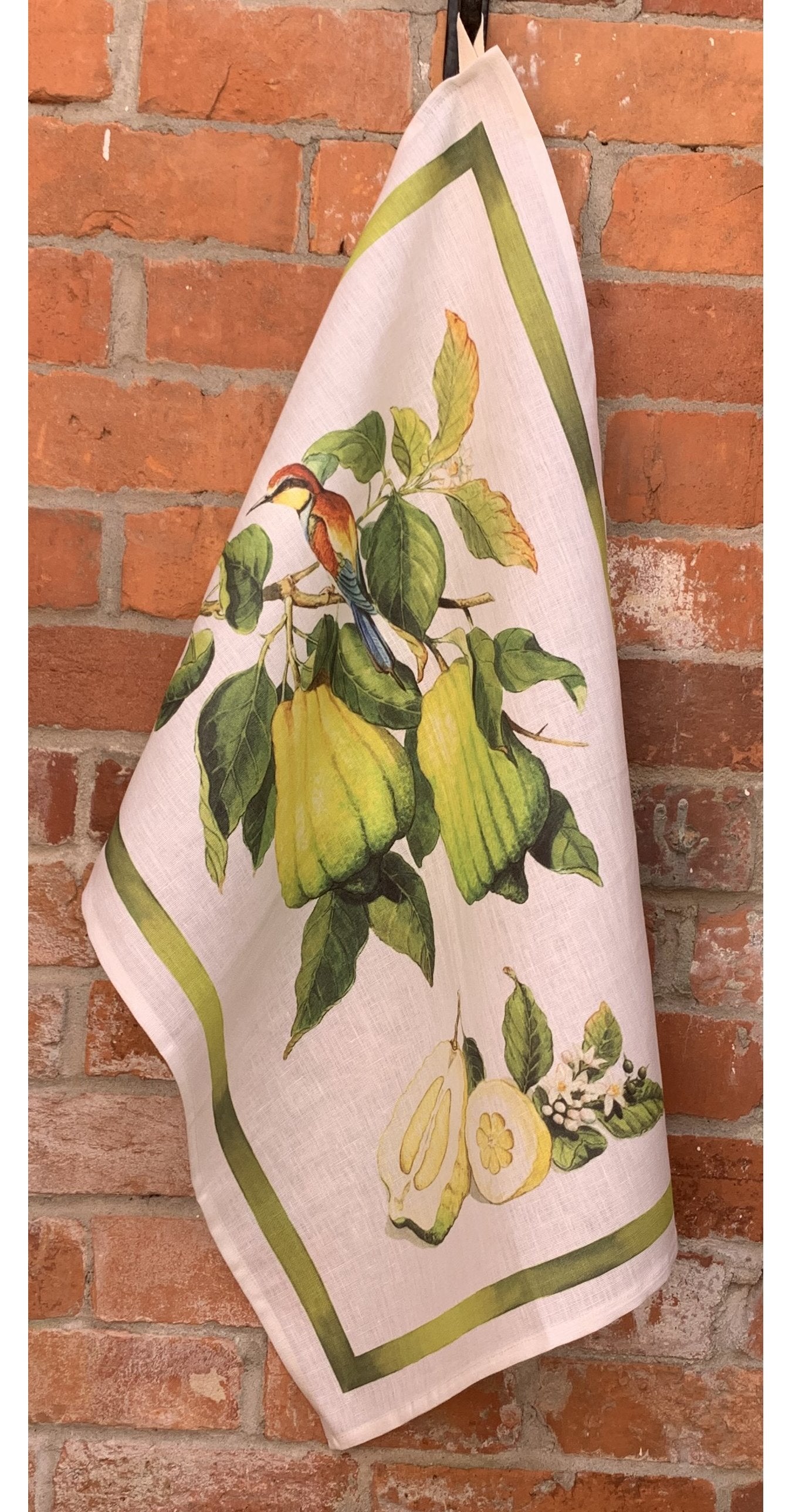 Tessitura Toscana Telerie, “Limoncello - Cedro”, Pure linen printed tea towel. - Home Landing