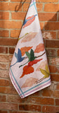Tessitura Toscana Telerie, “Flamingo - Volo”, Pure linen printed tea towel.