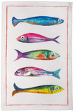 Tessitura Toscana Telerie, “Poisson Bleu - Cinq”, Pure linen printed tea towel
