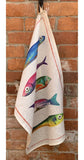 Tessitura Toscana Telerie, “Poisson Bleu - Cinq”, Pure linen printed tea towel - Home Landing