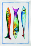 Tessitura Toscana Telerie, “Poisson Bleu - Trois”, Pure linen printed tea towel