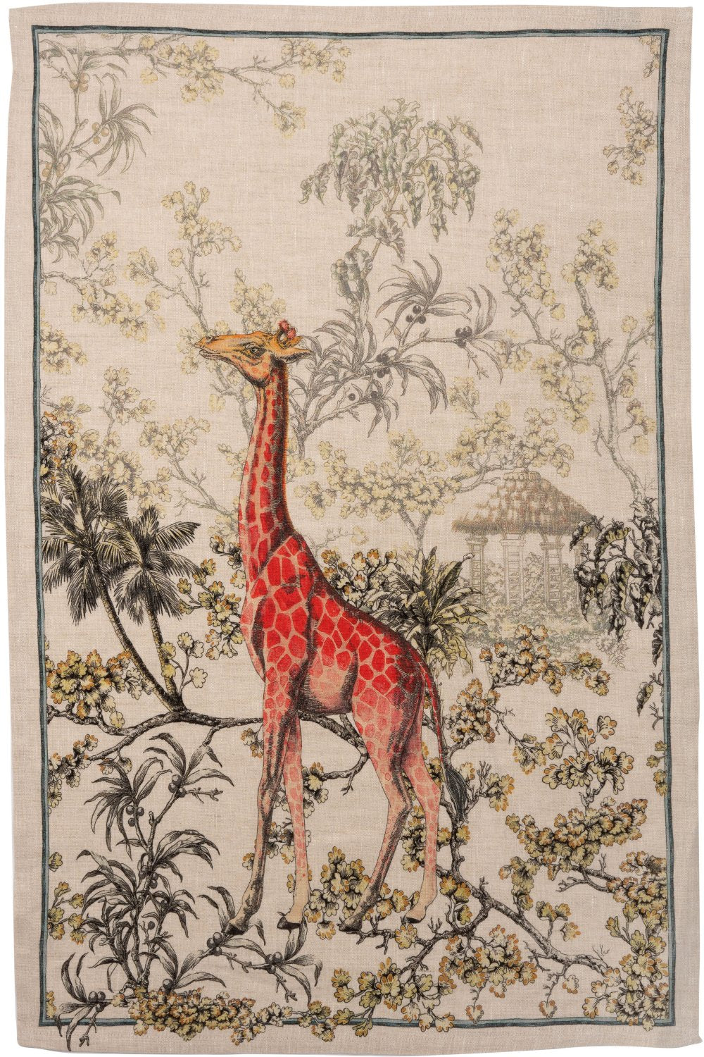 Tessitura Toscana Telerie, “Savana - Giraffa”, Pure linen printed tea towel. - Home Landing