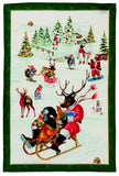 Tessitura Toscana Telerie, “Snowy Christmas-Reindeer”, Pure linen printed tea towel.